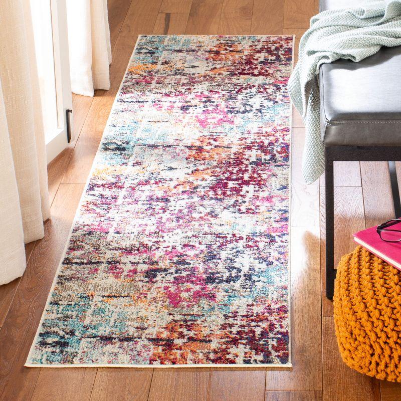 Madison Red Light Blue Classic Distressed Area Rug - 2' 2" x 6'