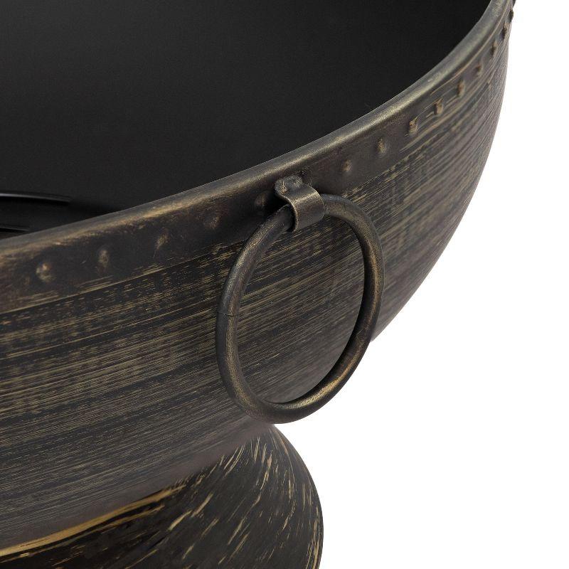 SunnyDaze Decor 30" Wood-Burning Black Finish Steel Fire Pit Bowl with Screen, Grate, and Poker