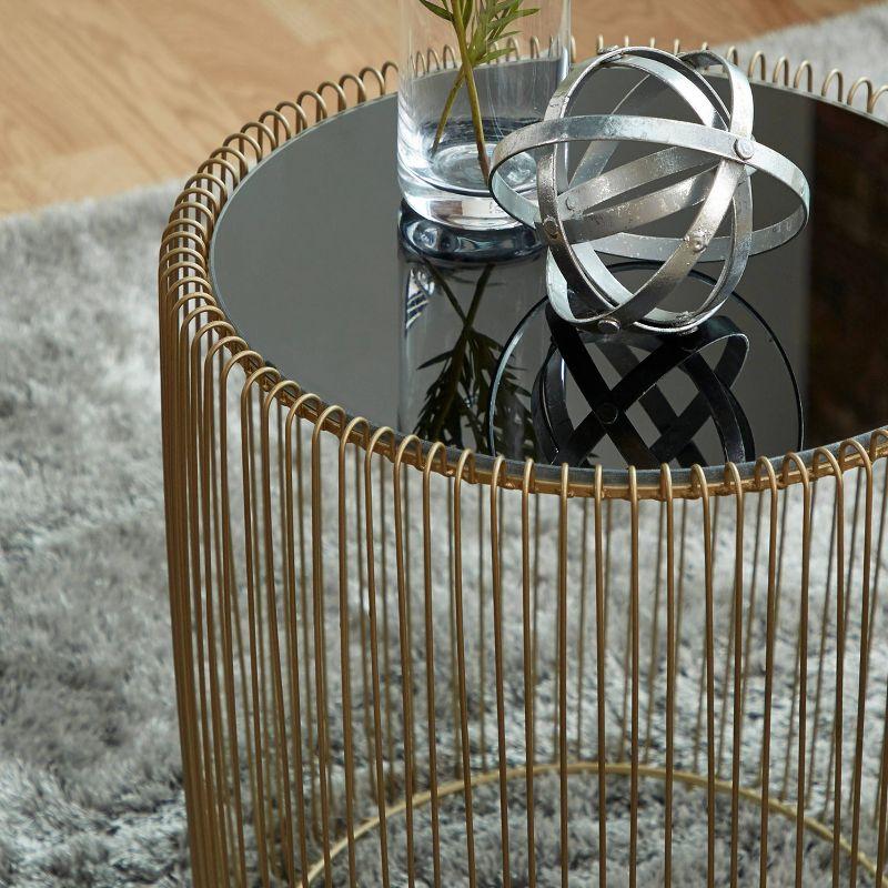 Set of 2 Metal and Glass Round Accent Tables Gold - Olivia & May: No Assembly, Indoor Use, Contemporary Style