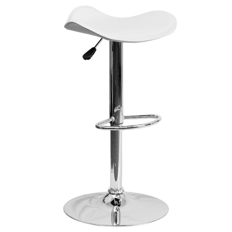 White Adjustable Height Swivel Barstool with Chrome Base