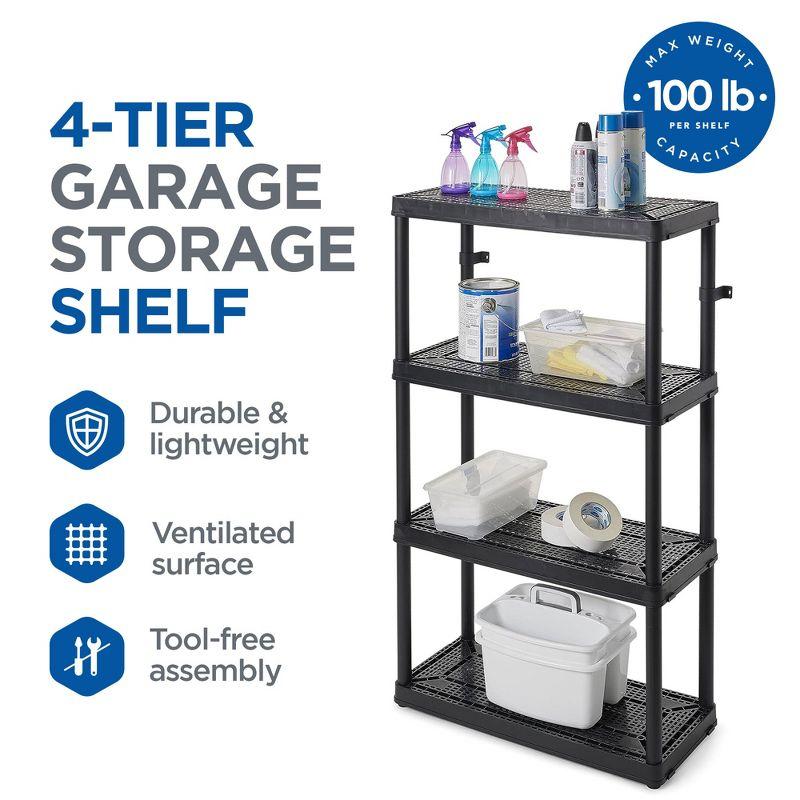 Gracious Living 4 Shelf Fixed Height Ventilated Medium Duty Shelving Unit Organizer System for Home, Garage, Basement, Laundry