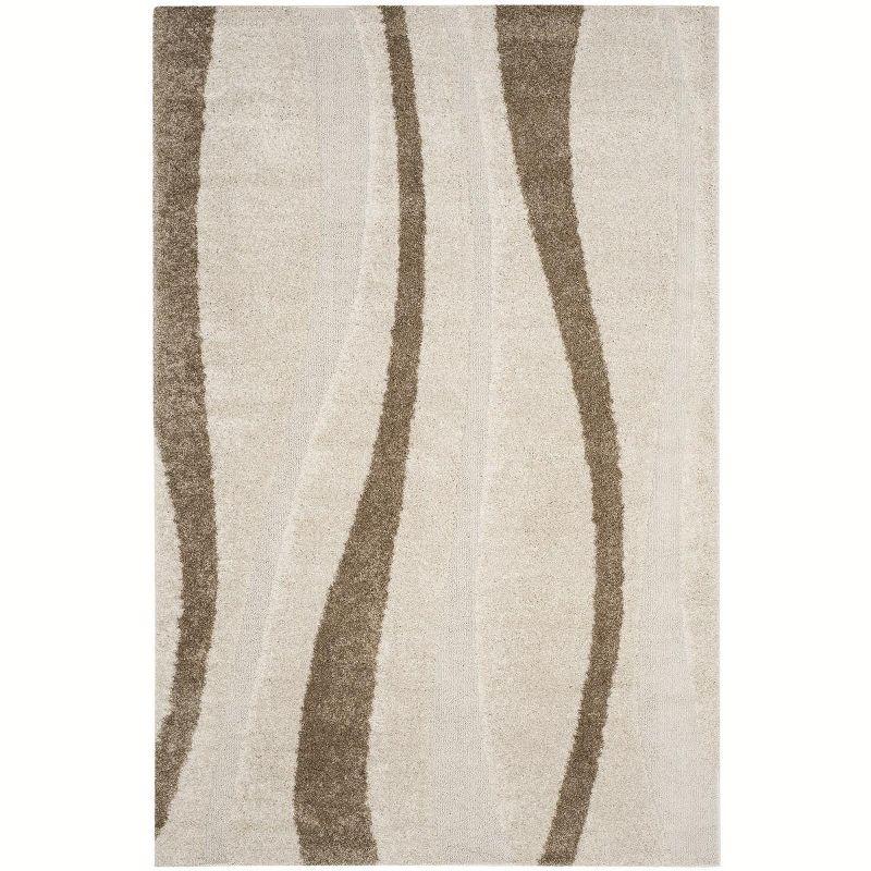 Florida Shag SG451 Power Loomed Indoor Area Rug - Cream/Dark Brown - 8'x10' - Safavieh.