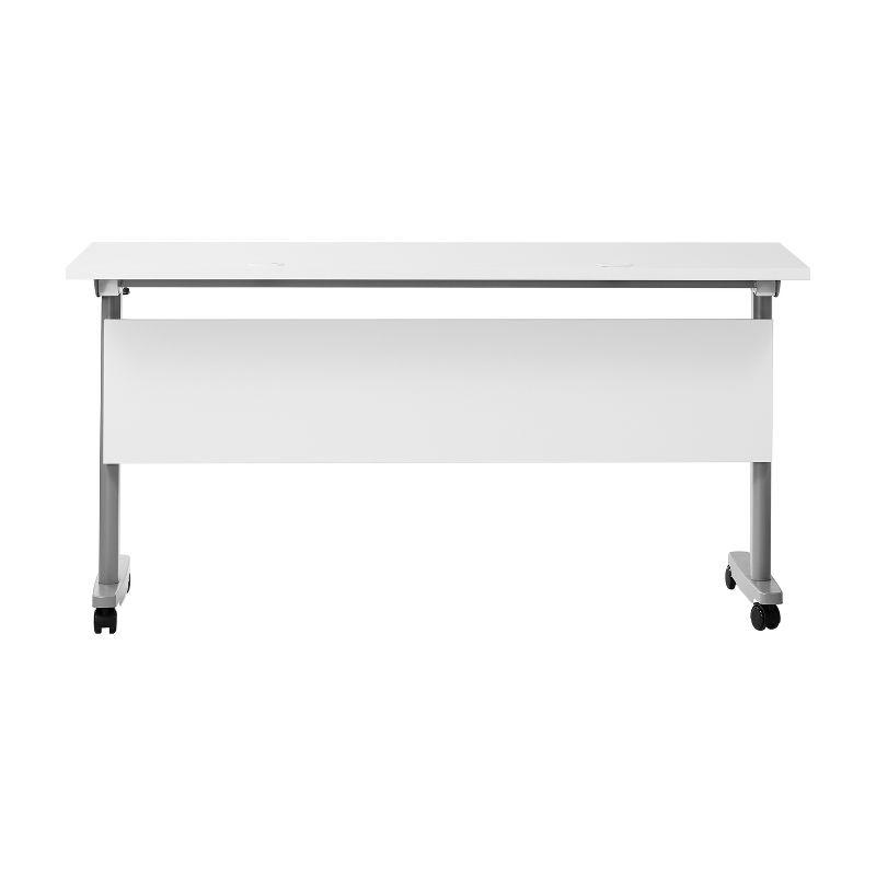 Emma and Oliver Heavy-Duty Flip Top Training Table with Nesting Design, Privacy Panel, T-Legs, Tabletop, Metal Frame