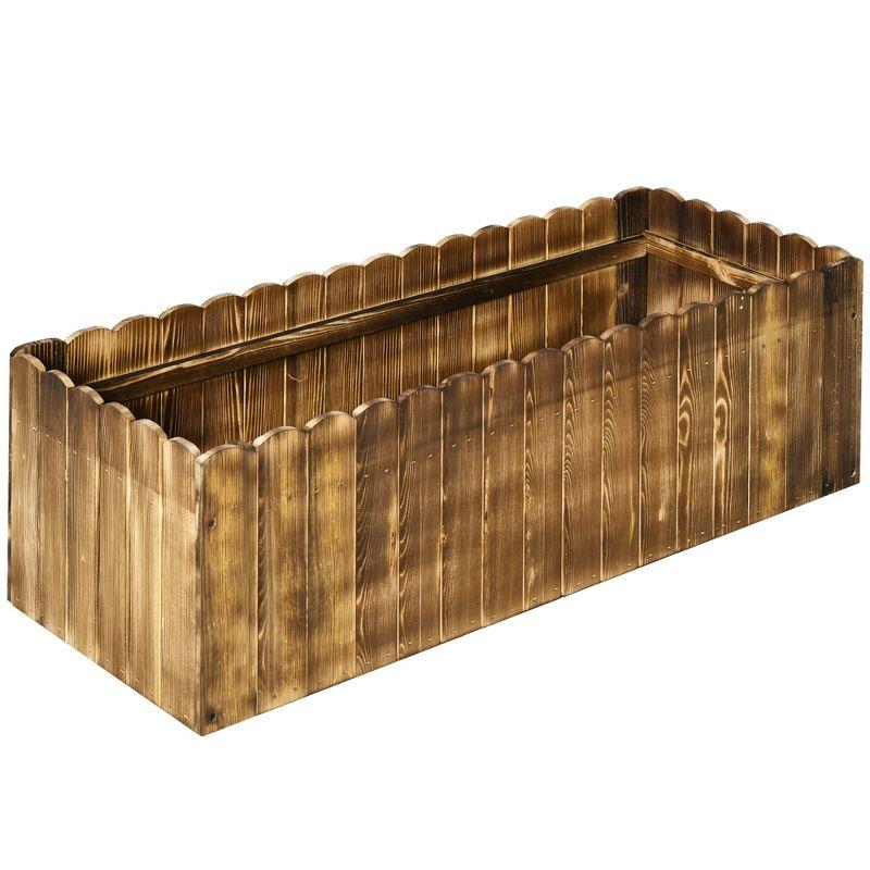 Outsunny 40" x 16" x 12" Raised Garden Bed, Raised Planter Box, Wooden Planter Raised Bed with Drainage Gaps & Lightweight Build