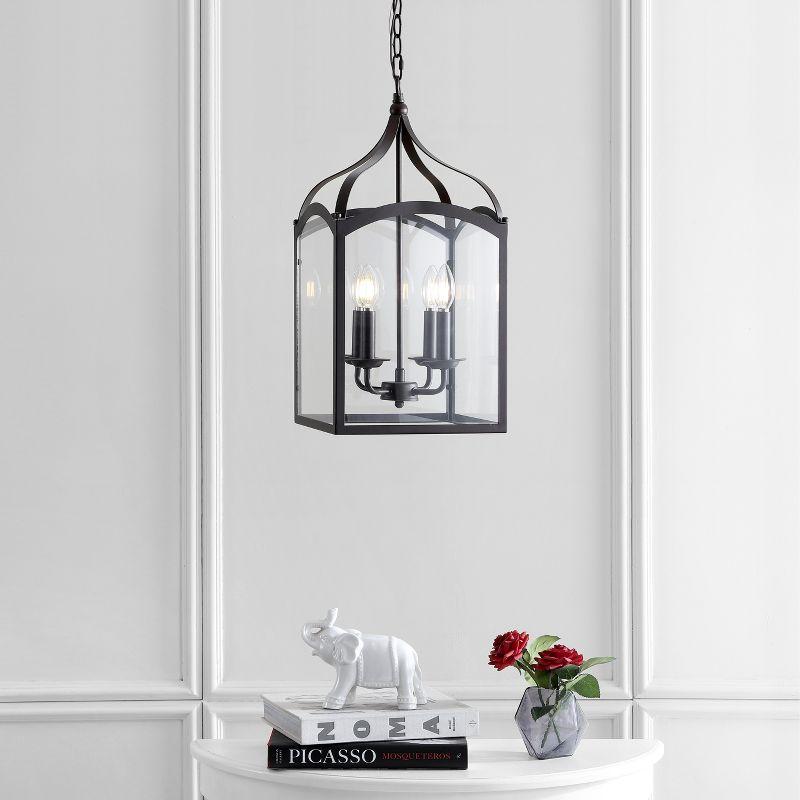 JONATHAN Y Ruth 11" 4-light Traditional Classic Lantern Metal/Glass LED Pendant, Oil Rubbed Bronze