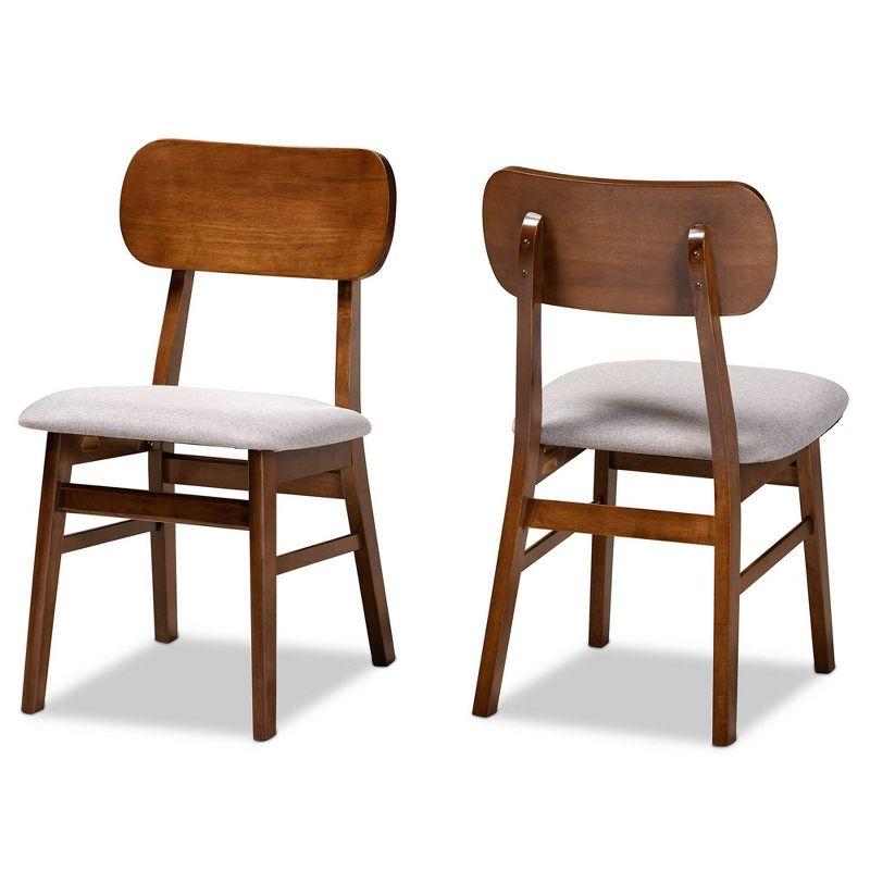 2pc EuclidWood Dining Chair Set Gray/Brown - Baxton Studio: Comfortable Seating, Angled Legs, Polyester