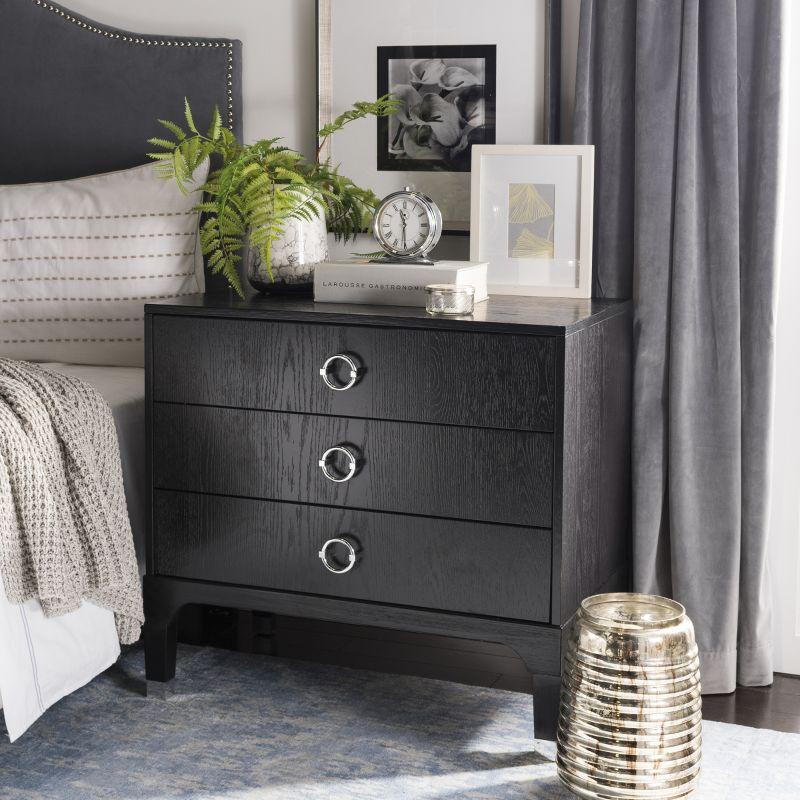 Lorna 3 Drawer Nightstand - FOX6232 - Black - Safavieh Couture