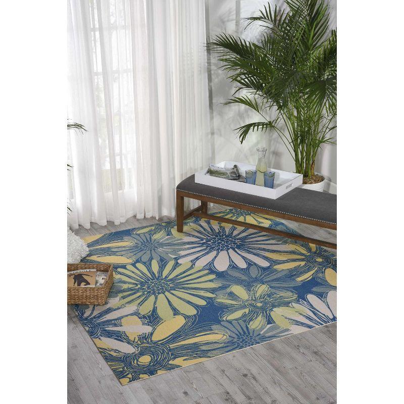 Azure Floral Bliss 4' x 6' Handmade Tufted Synthetic Area Rug