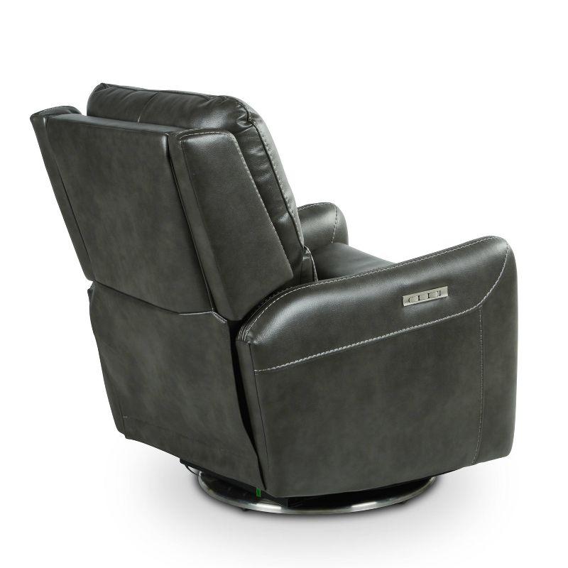 Athens Transitional Charcoal Faux Leather Swivel Recliner