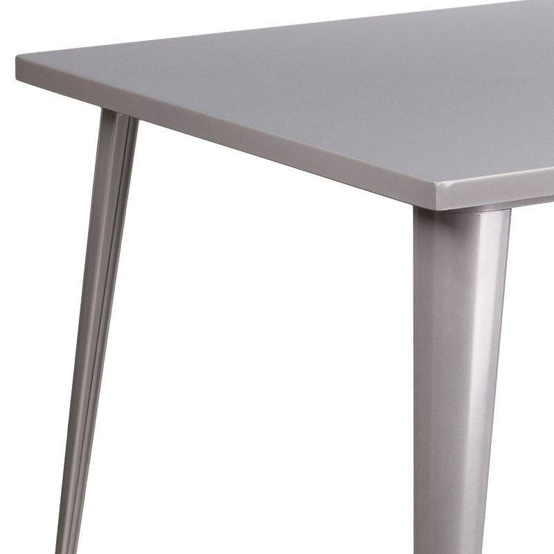 Flash Furniture Commercial Grade 35.5" Square Silver Metal Indoor-Outdoor Table
