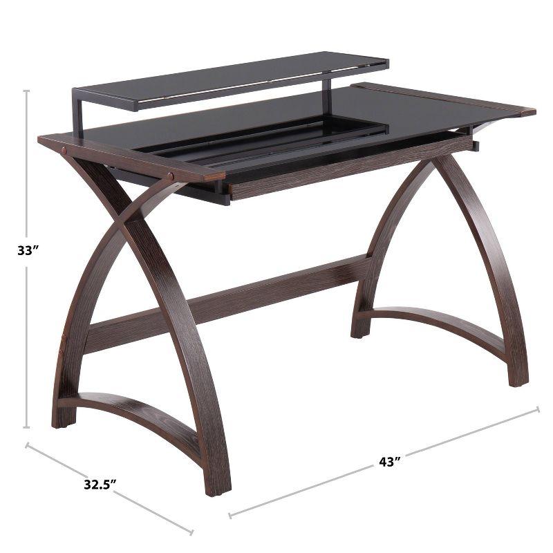 Brayden Studio® Bentley Mid-Century Modern Office Desk In Natural Wood And Black Glass By Lumisource