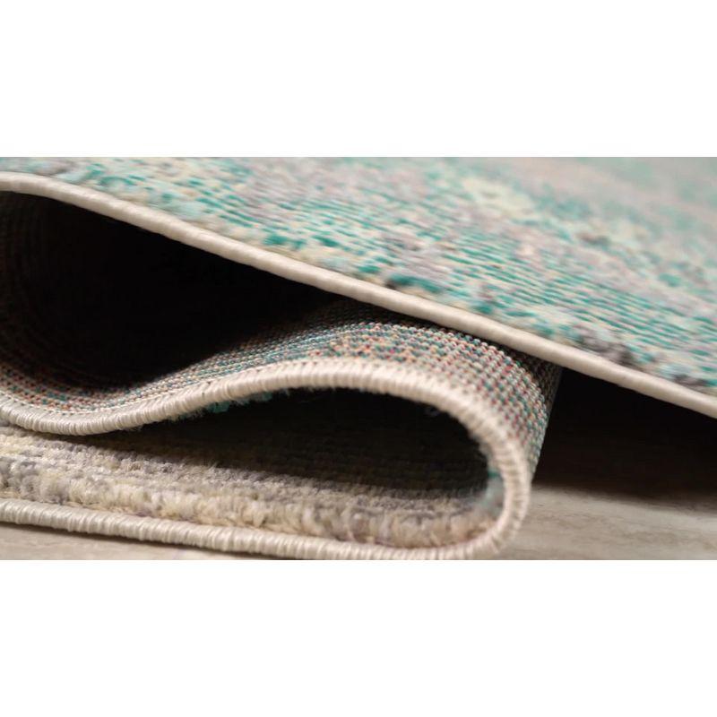 6'x 9' Contemporary POP Modern Abstract Vintage Area Rug, Cream/Blue - JONATHAN Y