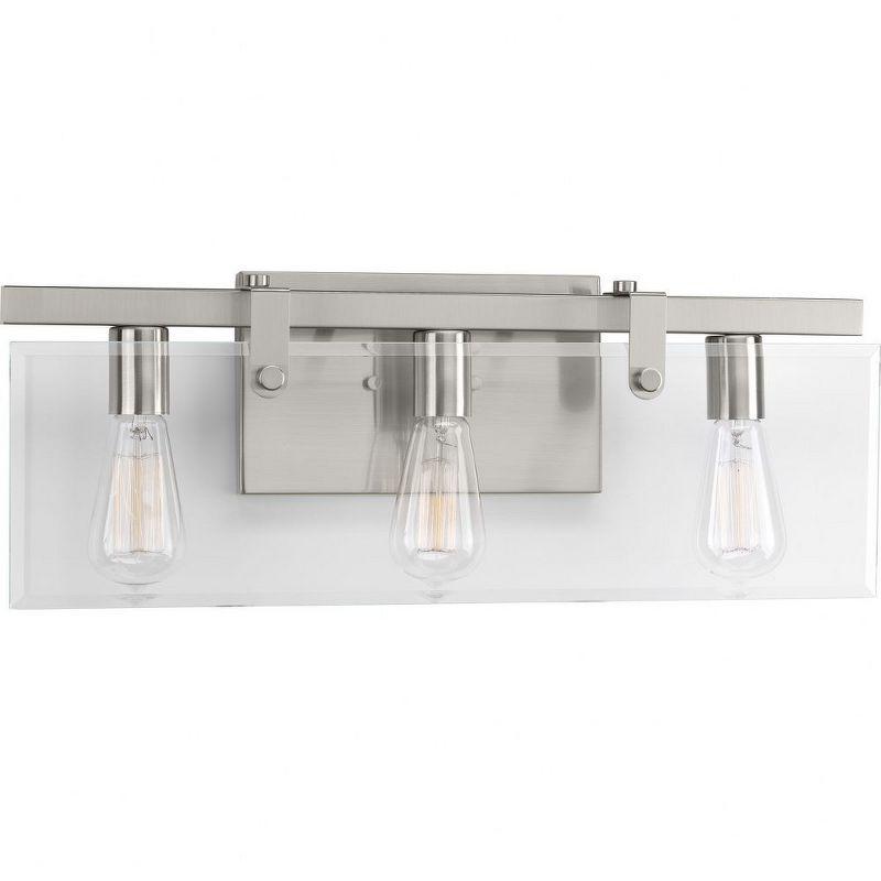 Progress Lighting Glayse 3-Light Bath Vanity, Brushed Nickel, Glass Shade