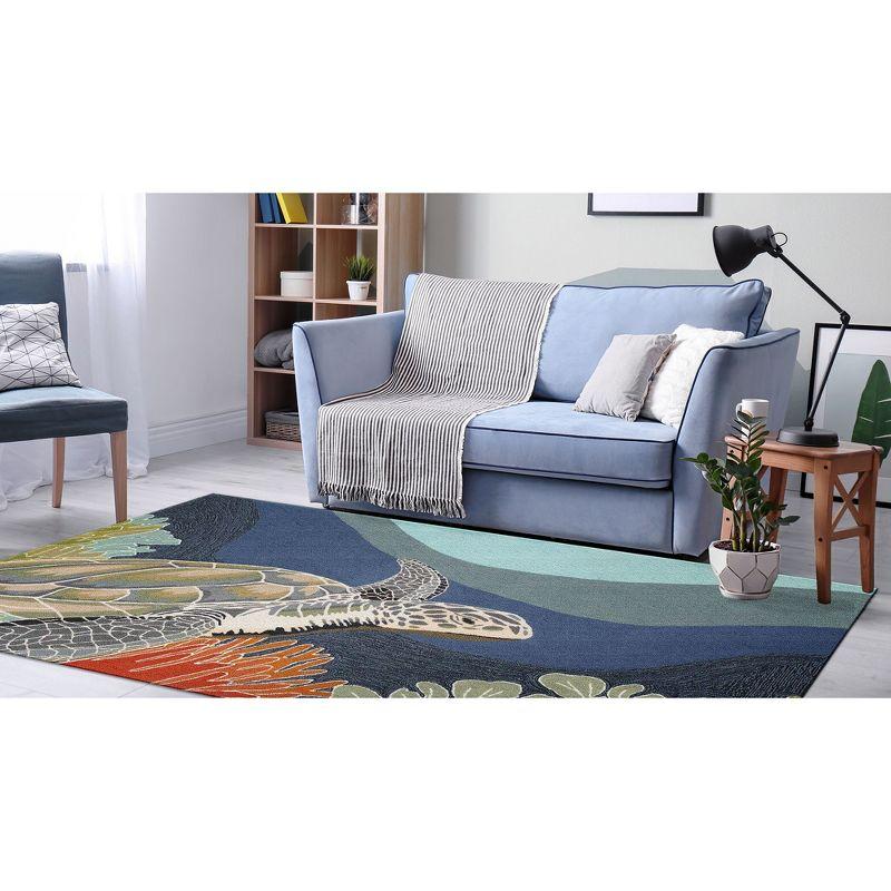 Akumal Blue Handmade Tufted Rectangular Outdoor Rug