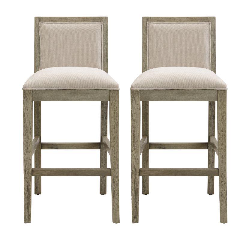 Kyrren Grey and Beige Upholstered Wood Counter Stools, Set of 2