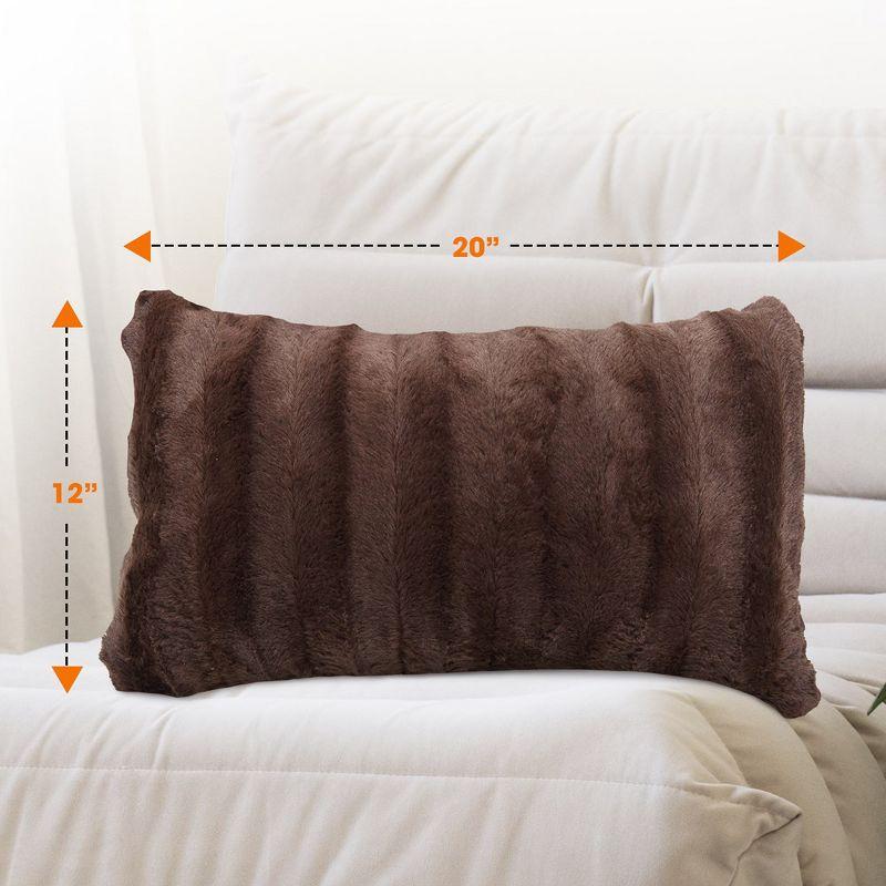 Chocolate Faux Fur Lumbar Throw Pillow Cover