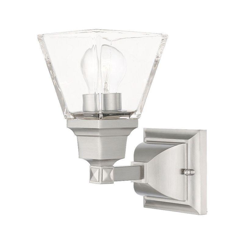 Brushed Nickel Clear Glass 1-Light Wall Sconce