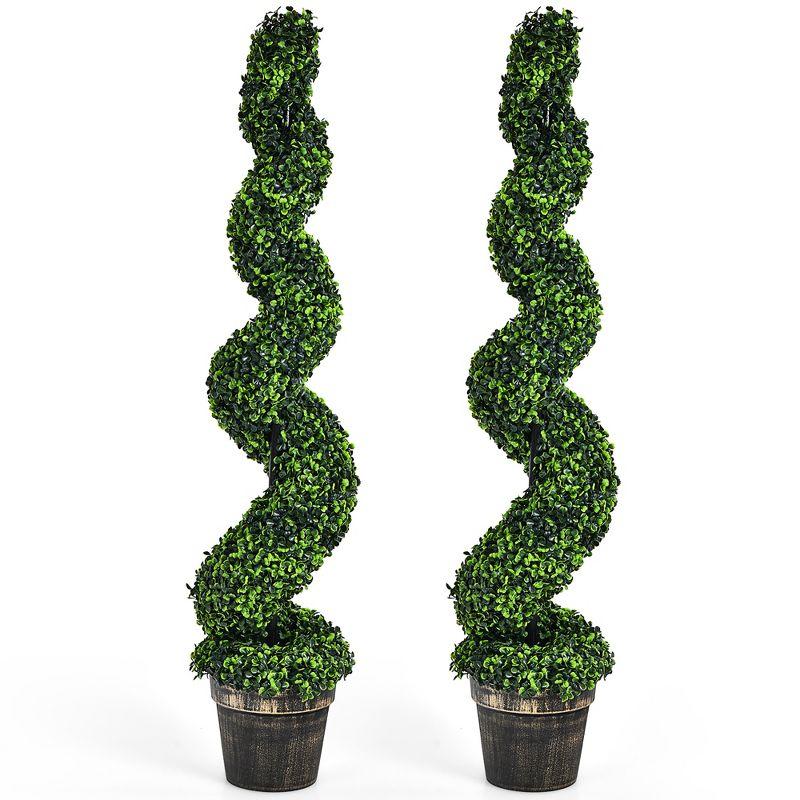 Costway 2 Pack 4FT Artificial Spiral Boxwood Topiary Tree Indoor Outdoor Decor