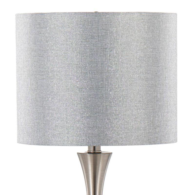 LumiSource Lenuxe 24" Table Lamps Set: Hourglass Body, Linen Drum Shade, UL Listed