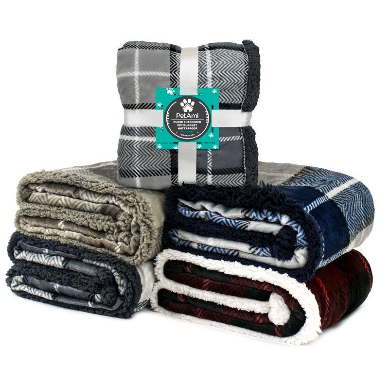 PetAmi Pet Blanket for Dogs Cats, Faux Shearling Fleece Soft Plush Reversible Washable Furniture Cover