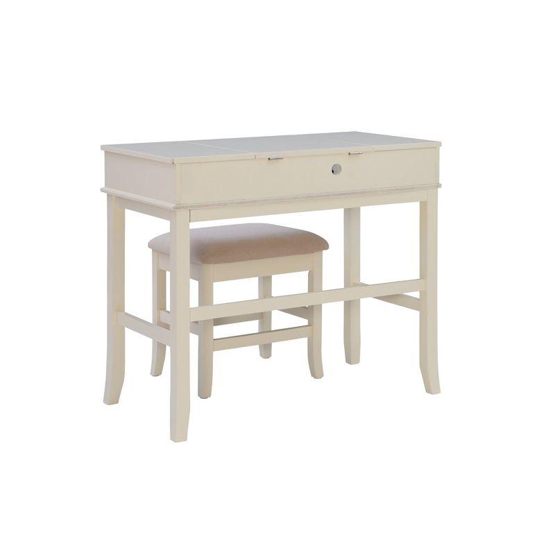 Jackson Traditional Wood Flip-up Mirror Vanity with Stool, Nickel Hardware - Linon