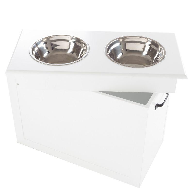 Petmaker PETMAKER Elevated Dog Bowls with Storage, White