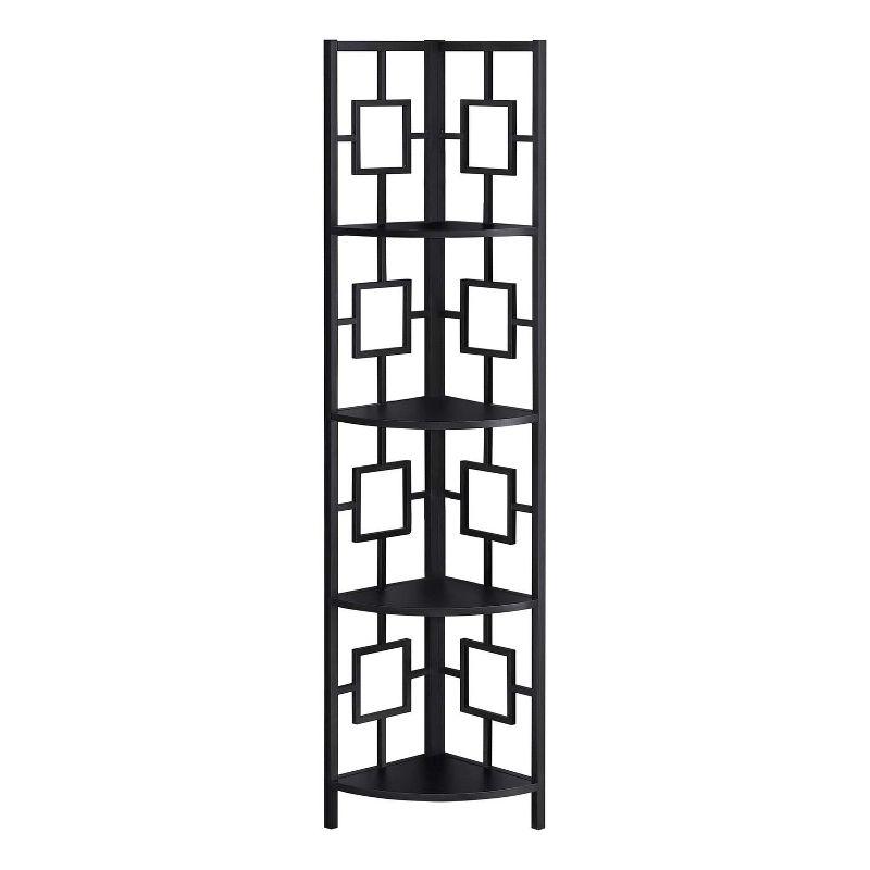 Black Metal Transitional Corner 4-Tier Etagere Bookcase