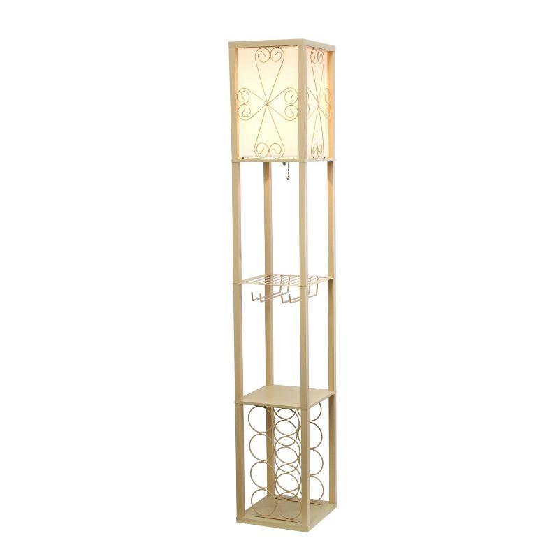 Etagere Organizer Storage Shelf Floor Lamp with Linen Shade - Simple Designs