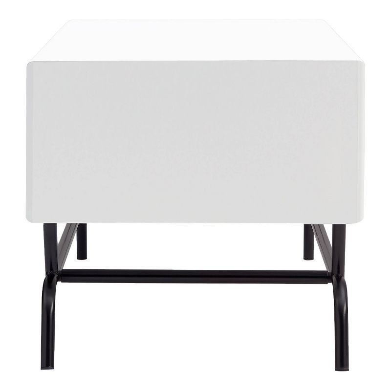 White and Black Rectangular Coffee Table with Storage