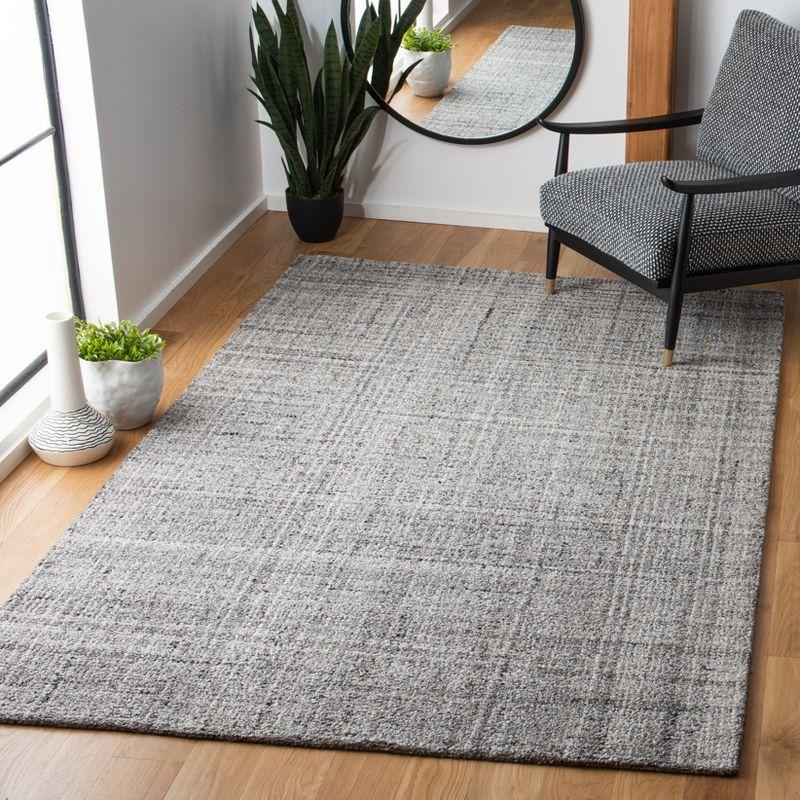 Grey and Black Abstract Hand-Tufted Wool Area Rug