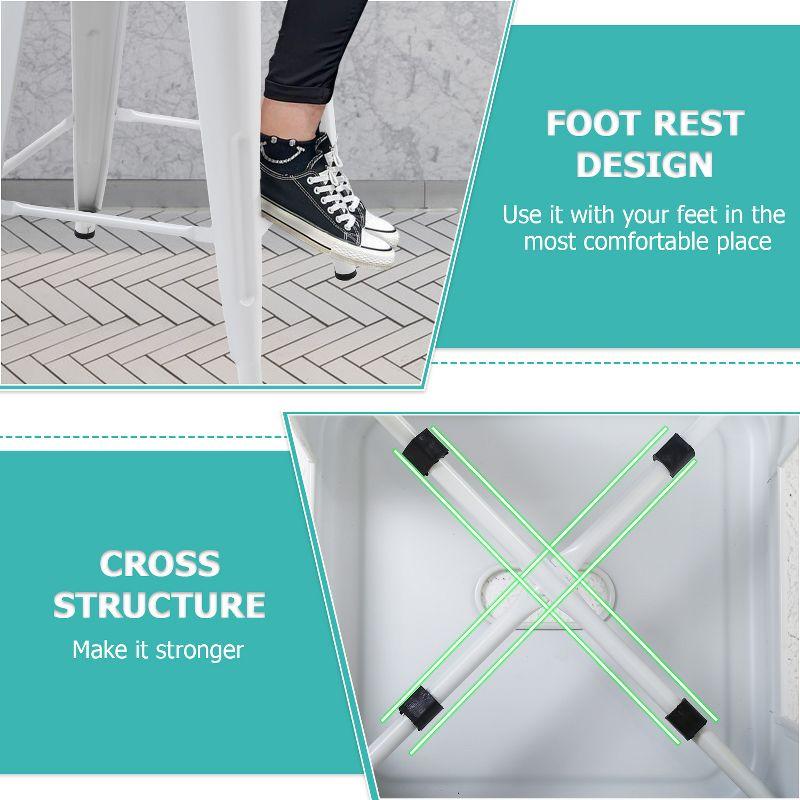 BestMassage Set of 4 Stackable Metal Bar Stools 24 Inch Counter Barstool Height Backless, White