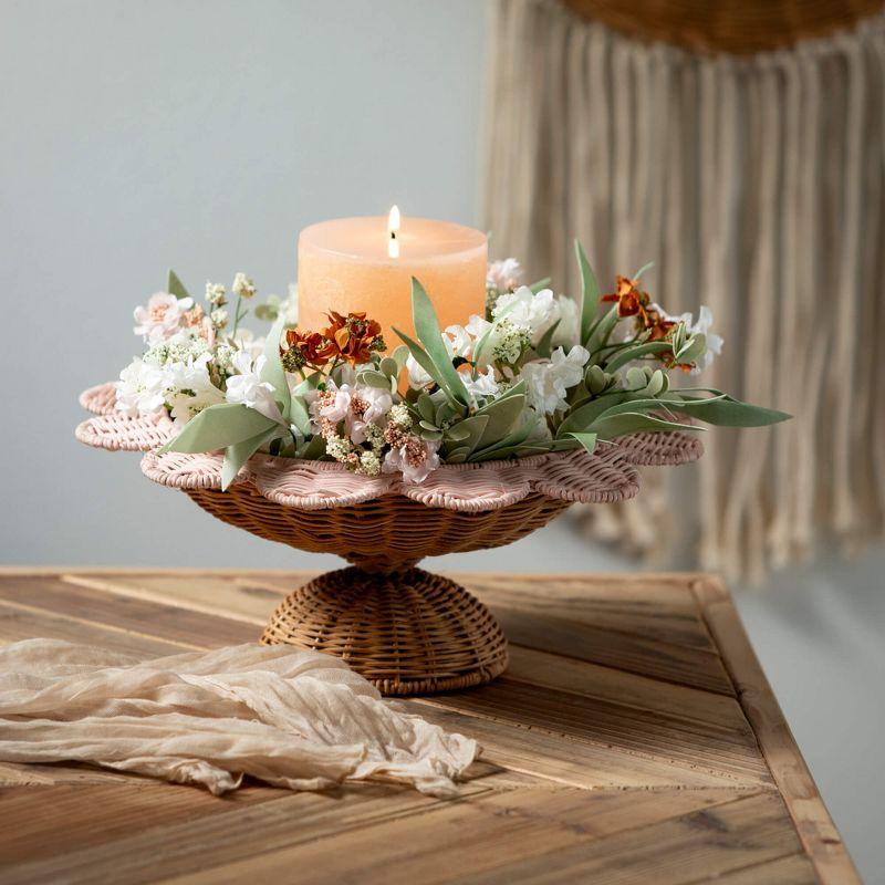 Sullivans Artificial Mixed Wild Flower Mini Wreath 16.5"H; White