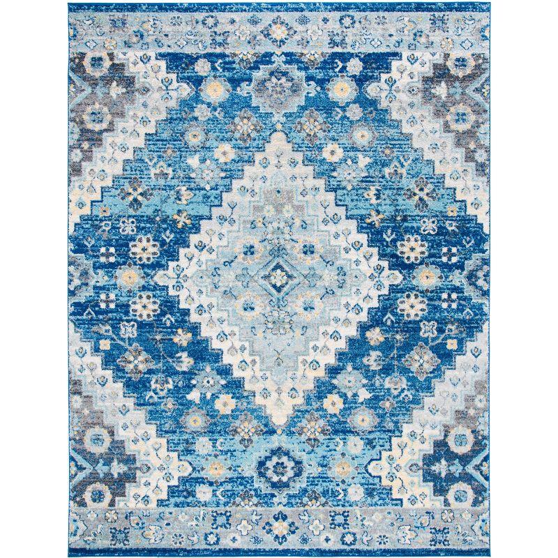 Madison Navy Blue Synthetic Easy Care Area Rug 6'7" x 9'2"