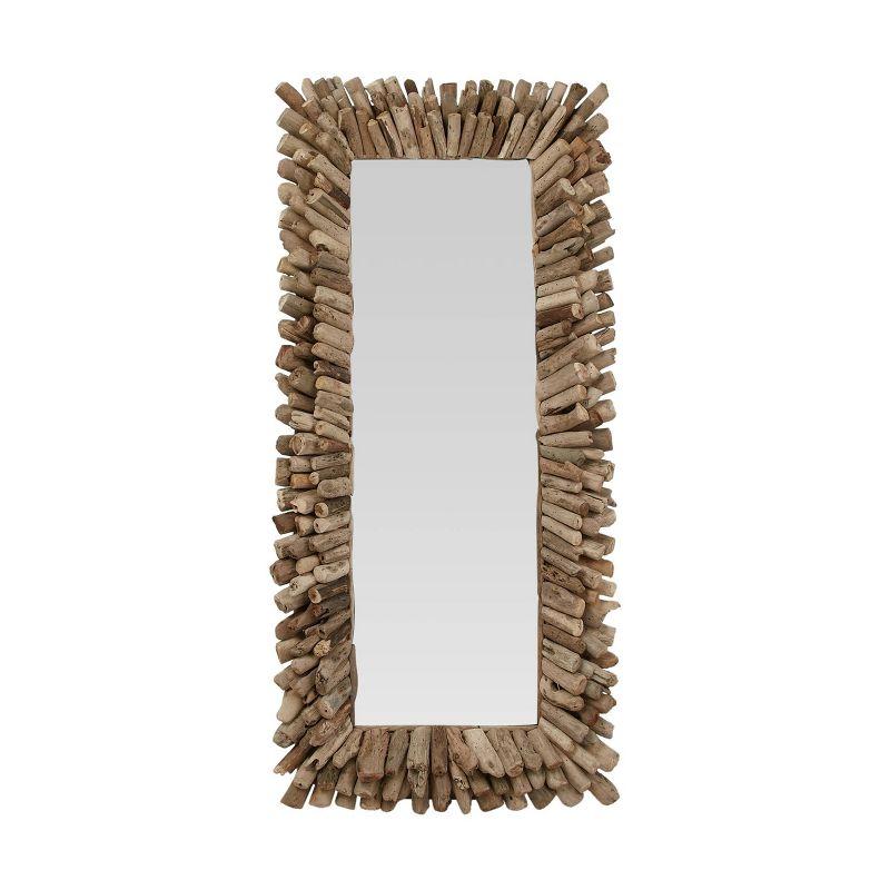 Storied Home Big Driftwood Framed Wall Mirror Natural: Coastal-Inspired, Rectangular, Wood & Glass, 24"x52.5"