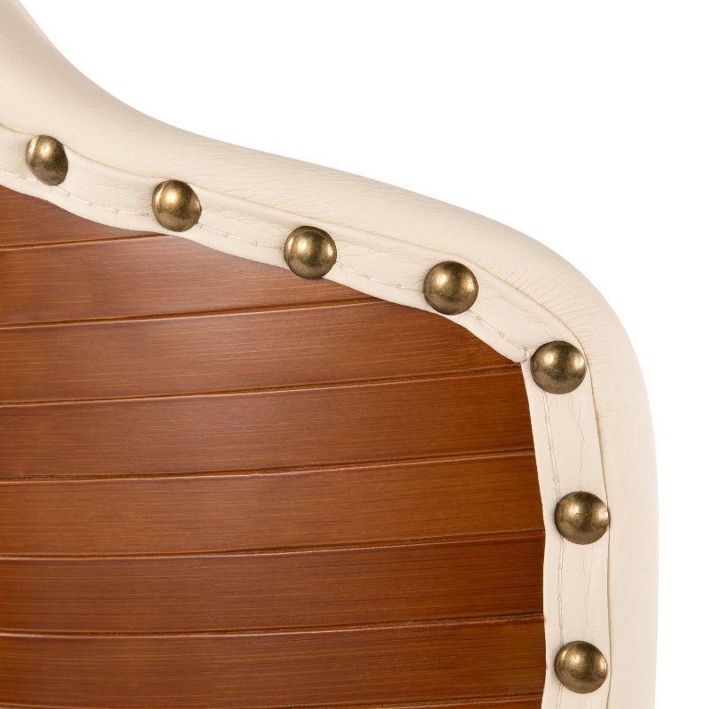 Ahoy Dining Chair Walnut/Cream/Brass - LumiSource: Faux Leather Upholstery, Mid-Century Modern Design, Nailhead Trim