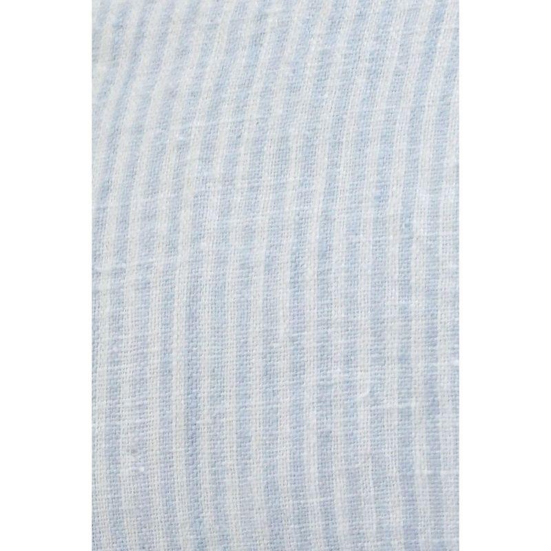 Sky Blue Pinstripe Fringe Linen Pillow 26x26 Pillow Cover Only
