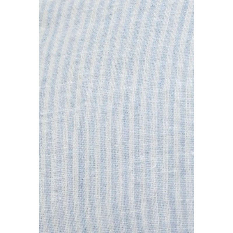 Sky Blue Pinstripe Fringe Linen Pillow