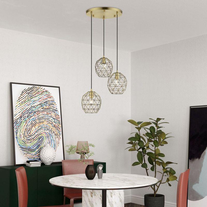 Livex Lighting Geometrix 3 - Light Pendant in  Antique Brass