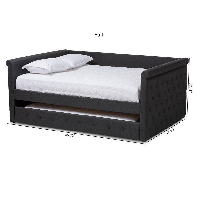 Full Alena Daybed with Trundle Dark Gray - Baxton Studio: Upholstered Bedroom Furniture, No Box Spring Needed
