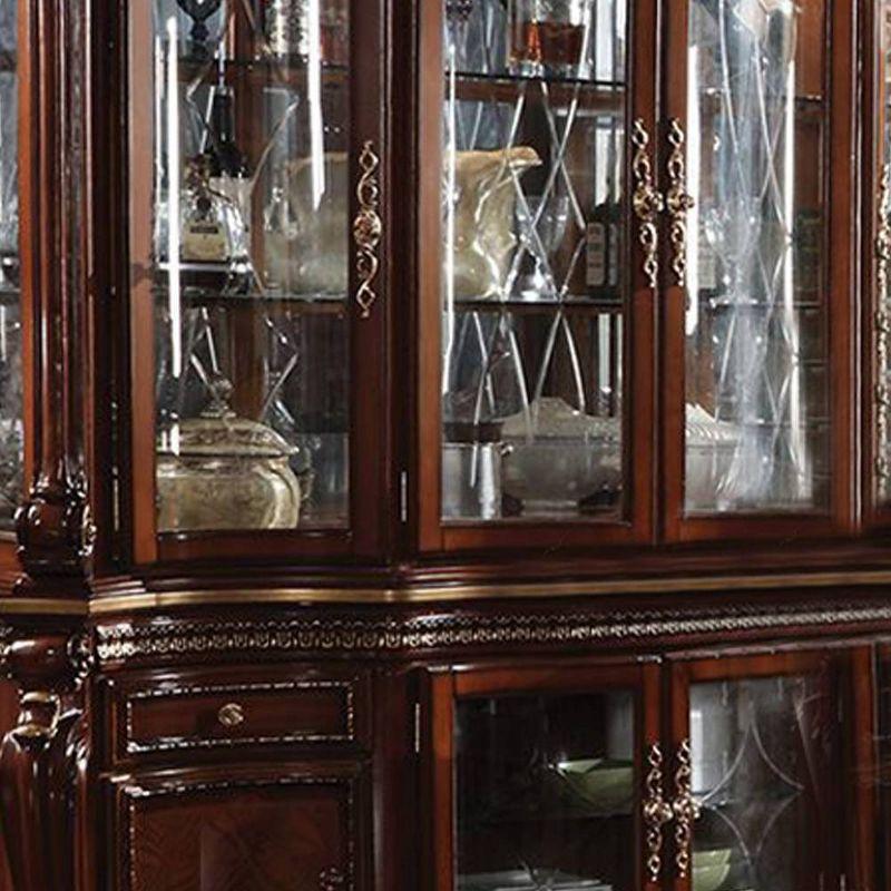 Picardy 79" Kitchen and Dining Cabinets Honey Oak - Acme Furniture: Tempered Glass, Wood Veneer, Storage