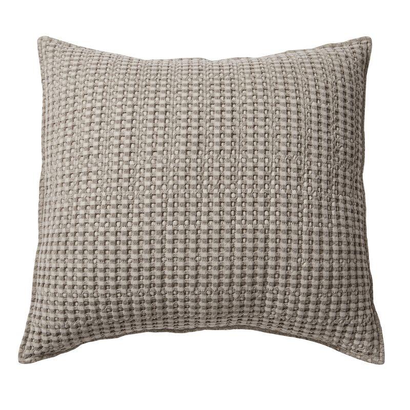 Taupe Cotton Waffle Square Decorative Pillow 20x20