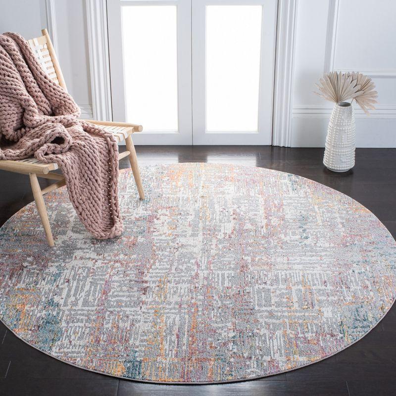 Crystal Round Multicolor Synthetic Oriental Area Rug