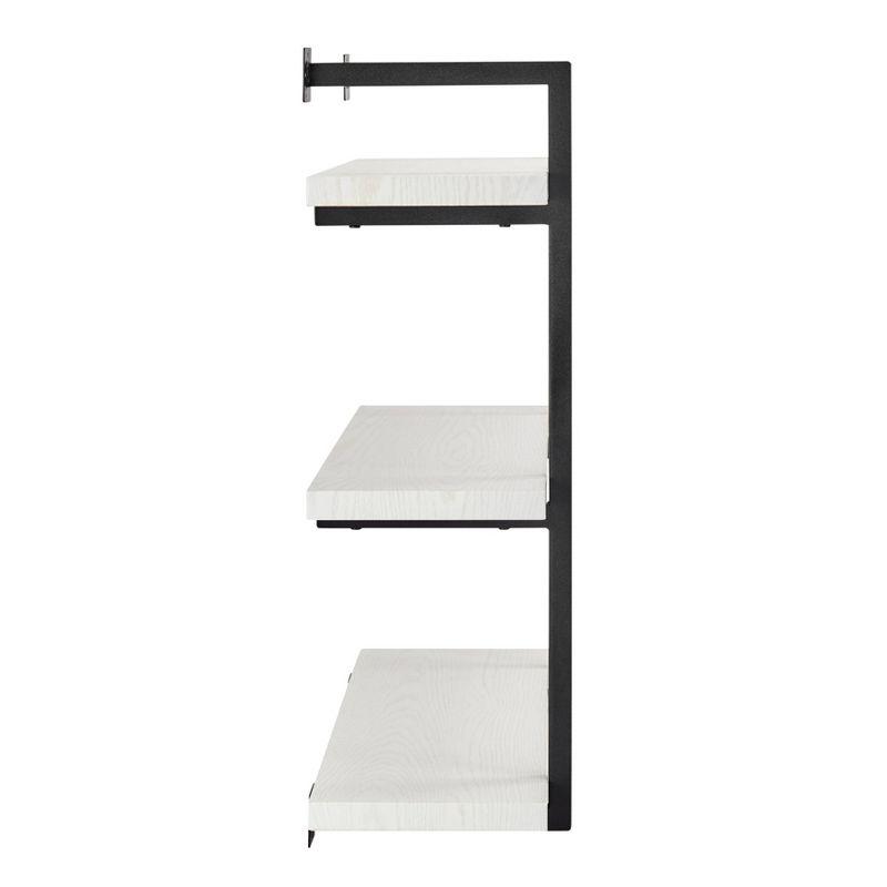 Danya B. 31.5" x 33.2" Modern 3 Tier Hanging Bracket Wall Shelve White Birch: Laminated MDF, Iron Frame, Floating Design