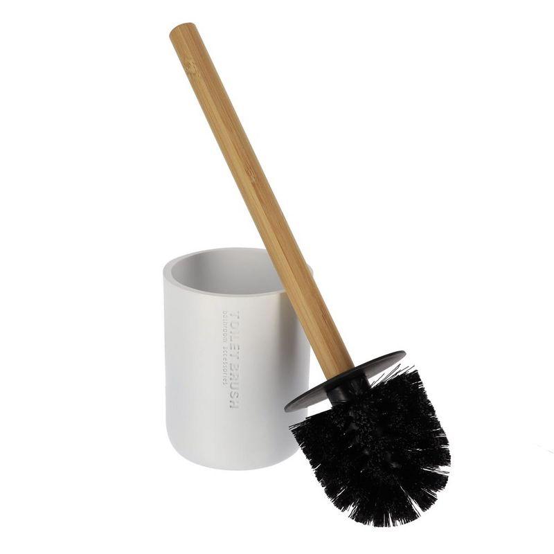 Evideco French Home Goods Stylish Toilet Brush and Holder Set with Natural Bamboo handle