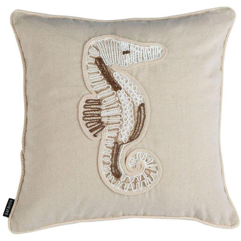 Safavieh Sanden Seahorse Embroidered Cotton Throw Pillow