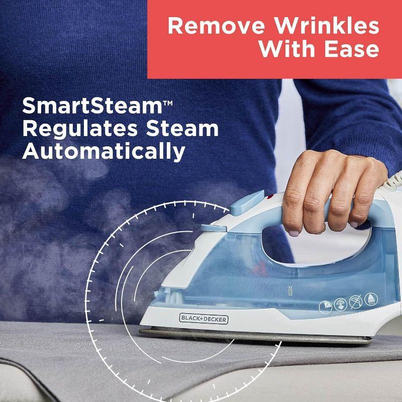 BLACK+DECKER BLACK+DECKER Easy Steam Compact Iron for Clothes, Automatic Shutoff, Nonstick Plate, Light Weight, 1200 Watts