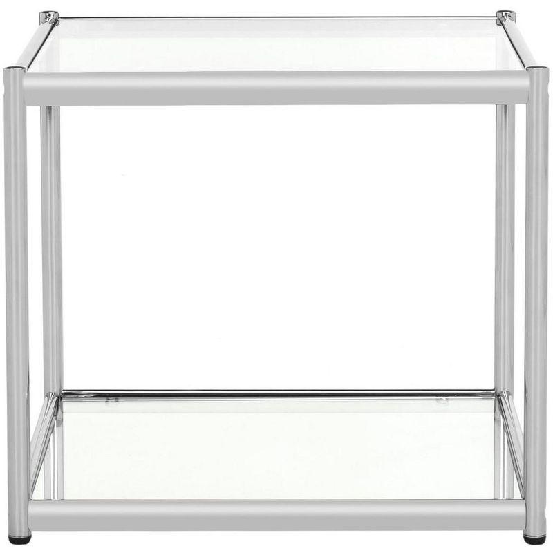 20" Square Chrome & Glass Transitional End Table