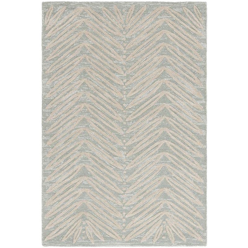 Martha Stewart Chevron Leaves - MSR3612 - Indoor Hand Tufted Area Rugs - Milk Pail Green - 4'x6'