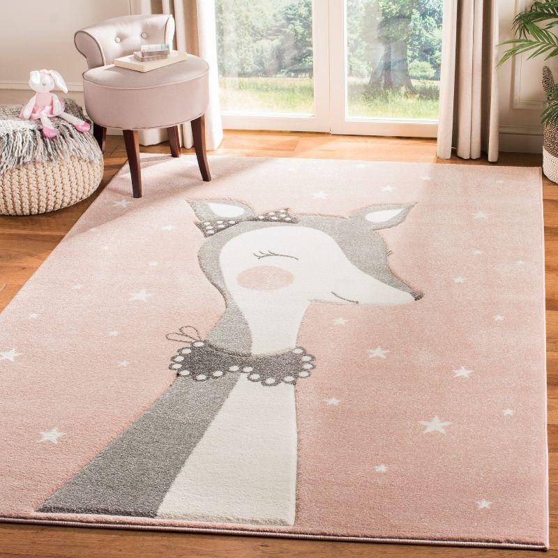 Carousel Kids CRK191 Power Loomed Area Rug - Pink/Ivory - 5'3"x5'3" - Safavieh.