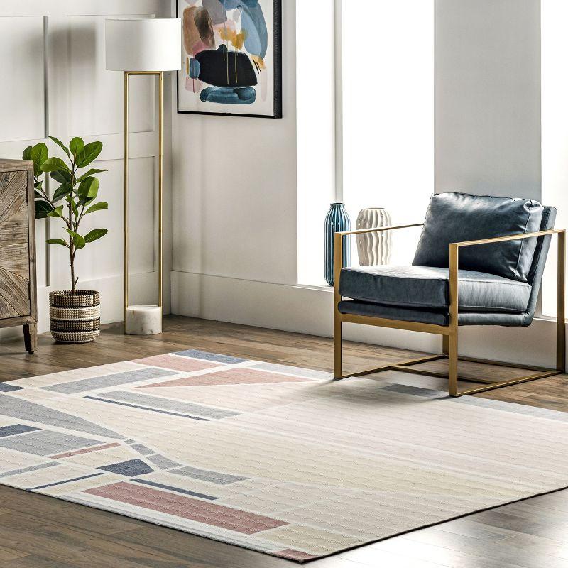 Nuloom Dannie Modern Geometric Pet Friendly Machine Washable Area Rug, 8' x 10', Light Beige